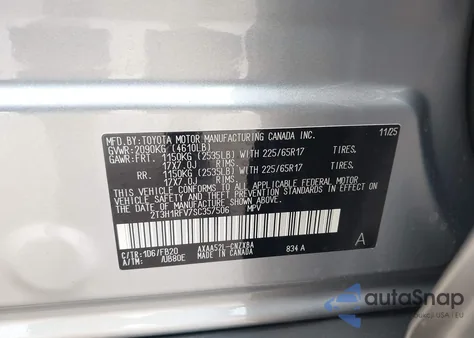 2025 Toyota Rav4 Le z USA, uszkodzony, nr VIN 2T3H1RFV7SC357506